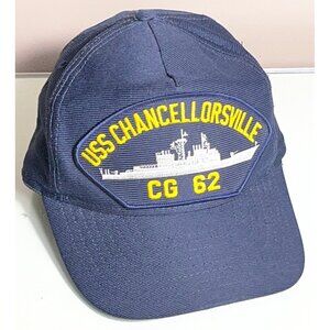 Vtg USS Chancellorsville CG 62 Hat USA Military Navy Battleship Memorabilia Cap